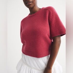 NWT Abercrombie The A&F Madeline Crew Sweater Tee Claret XS